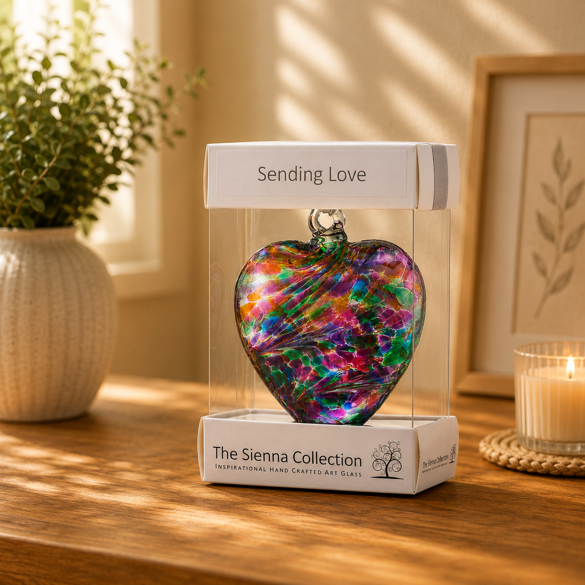 8cm Friendship Heart - Sending Love - Multicoloured Turquoise