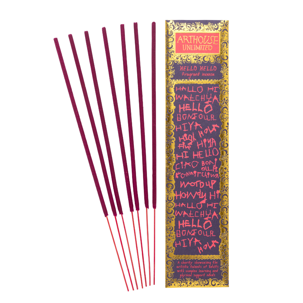 Incense sticks with a colorful box labeled 'Arthozse Unlimited' on a white background