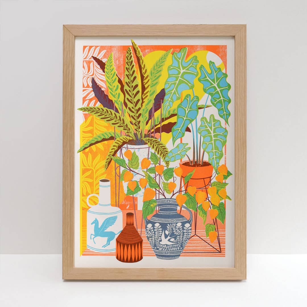 Vessels | A3 Risograph Print, wall art | Plant lover, tropical