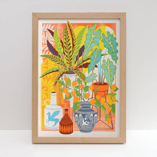 Vessels | A3 Risograph Print, wall art | Plant lover, tropical