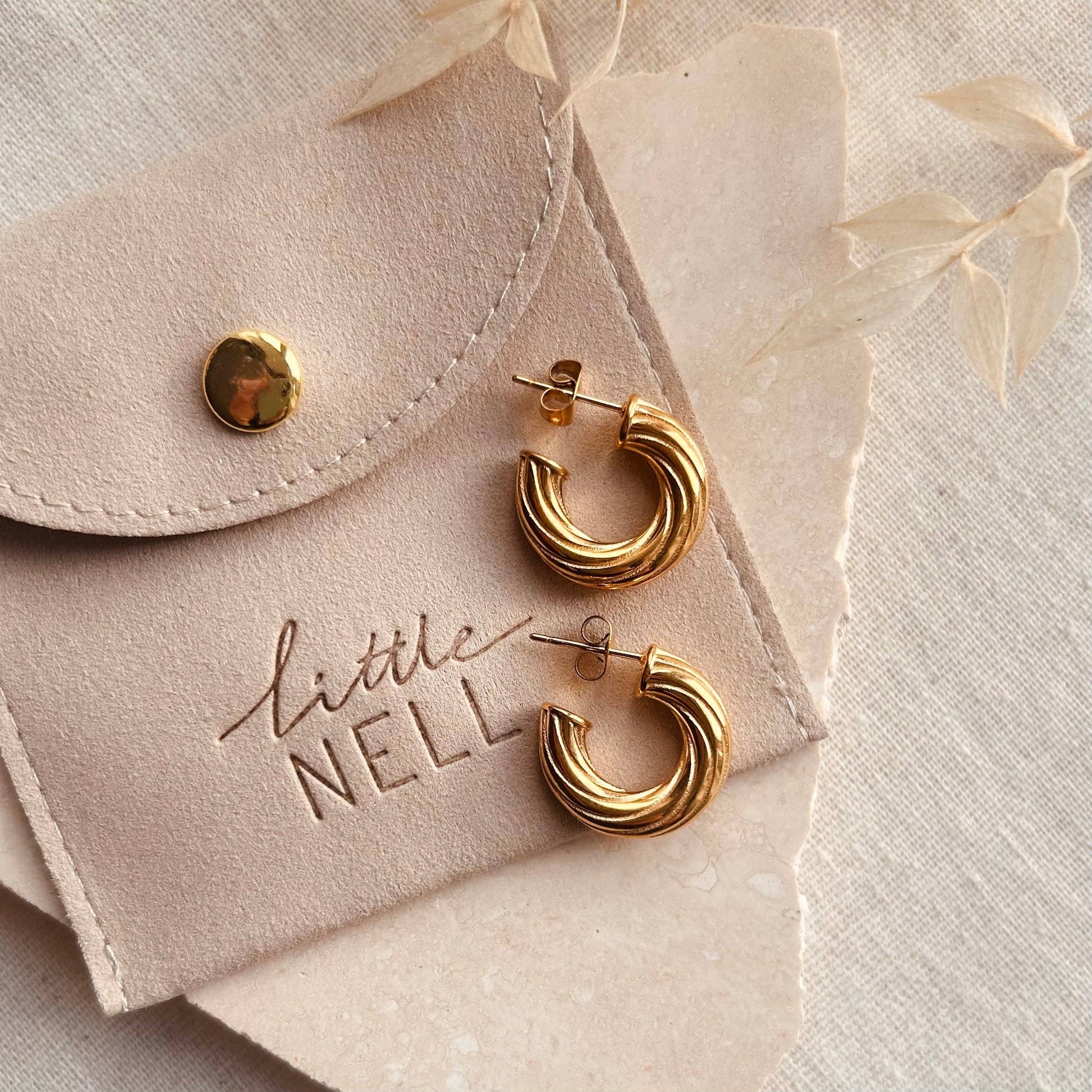 Chunky twist gold plated earrings