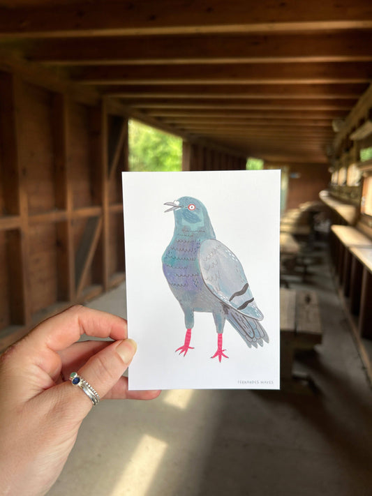 Happy Standing Pigeon Postcard