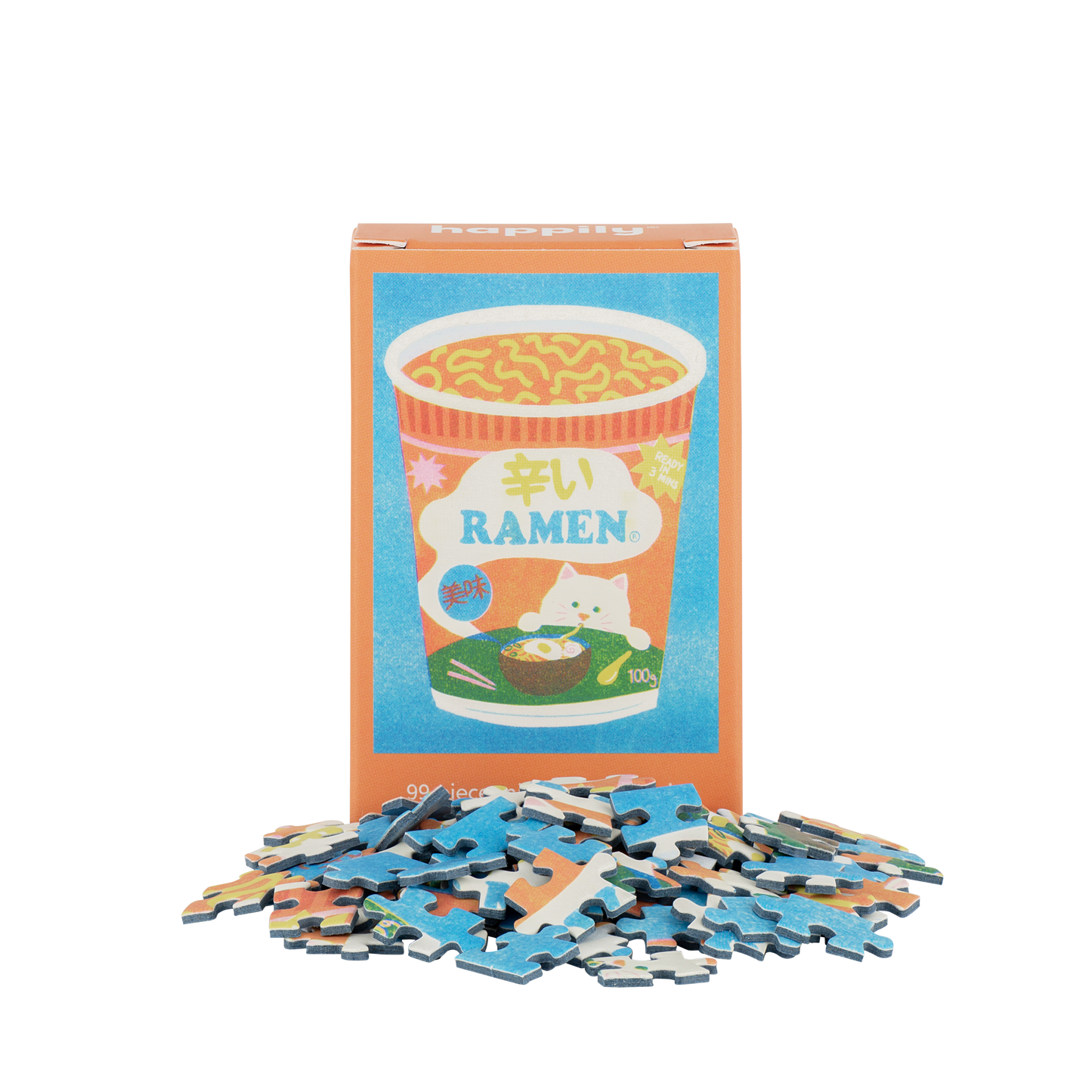 Puzzle with a cup of ramen design on a transparent background