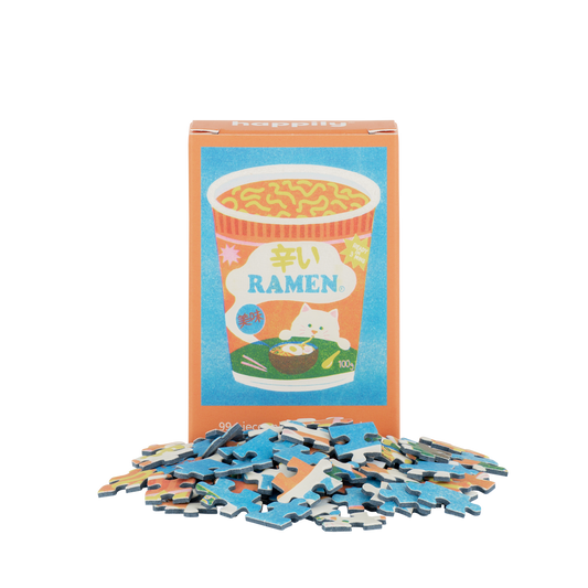 Puzzle with a cup of ramen design on a transparent background