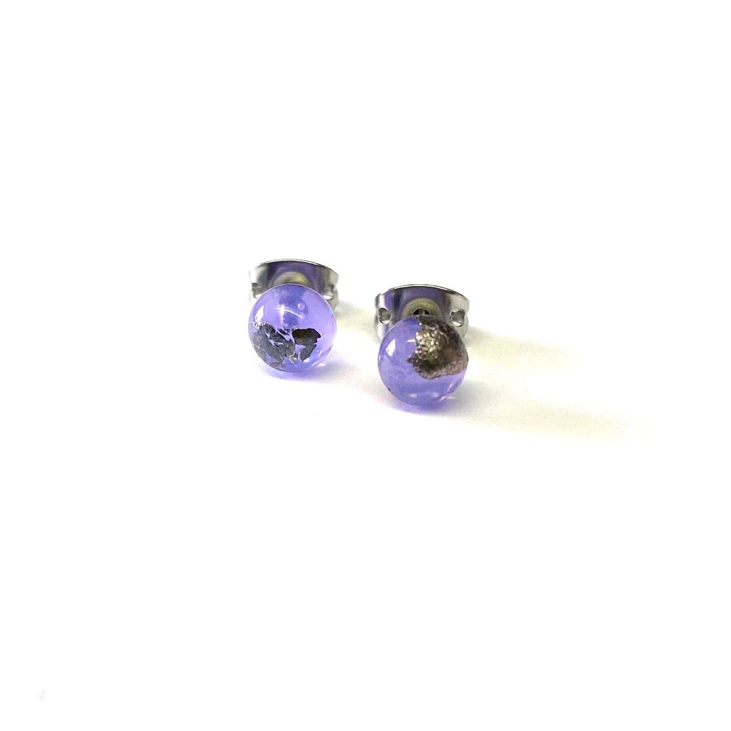 Crocus and palladium mini glass stud earrings