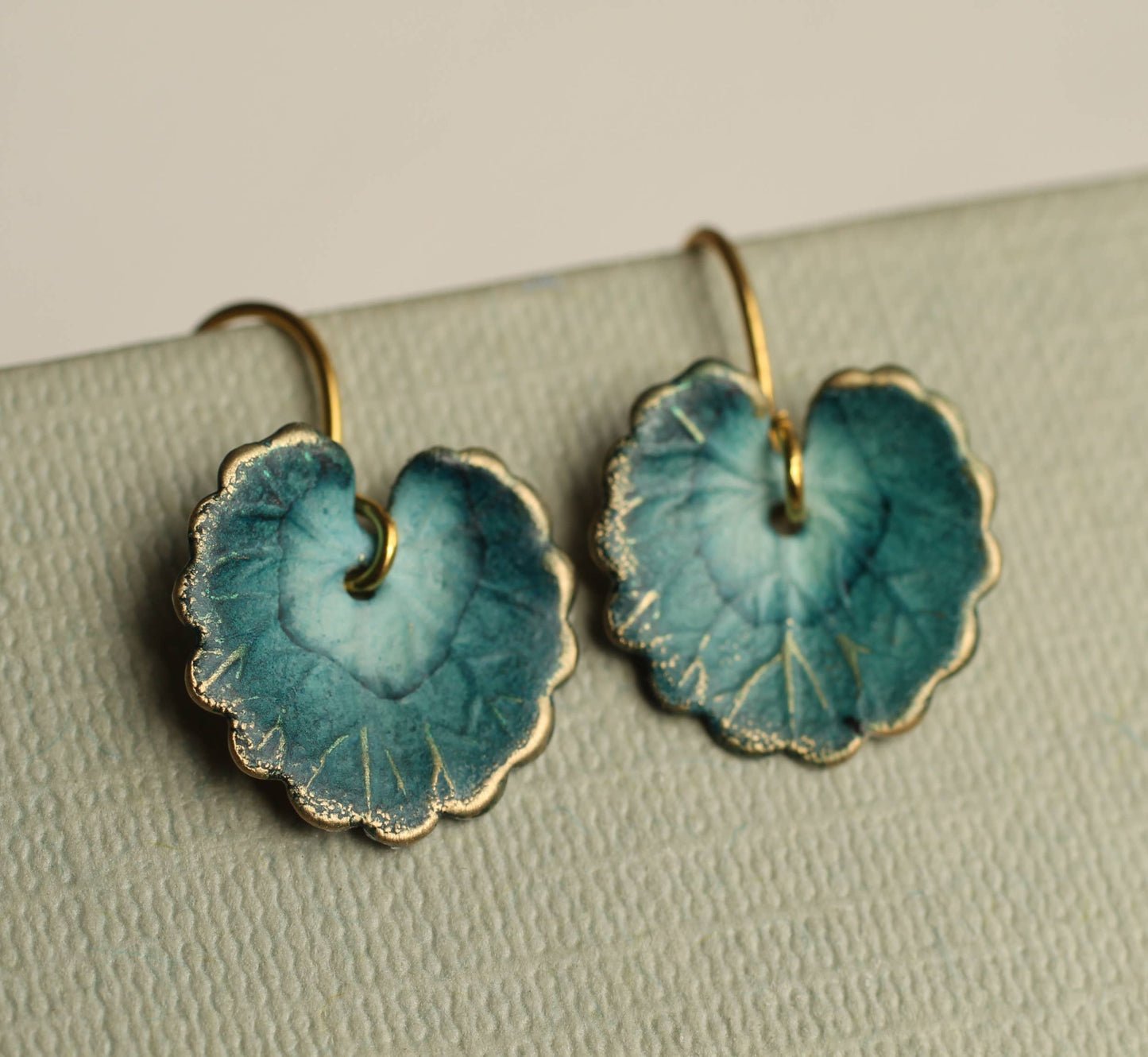 Navy Blue Leaf Earrings