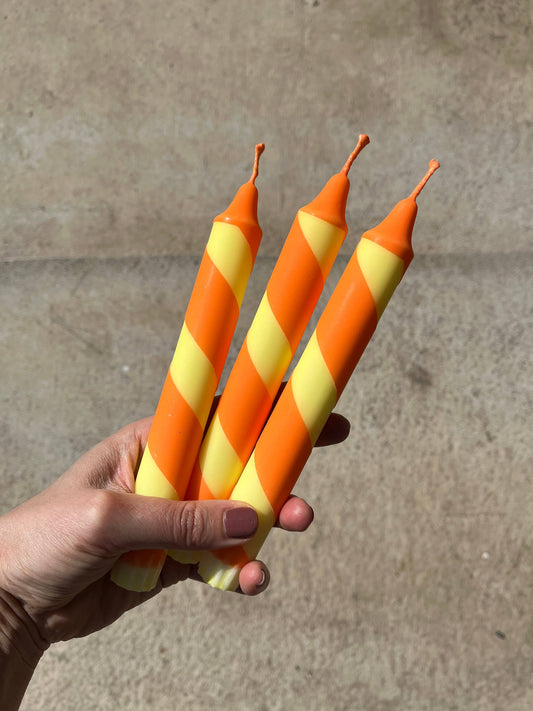 Yellow & Orange Helter Skelter Candle 