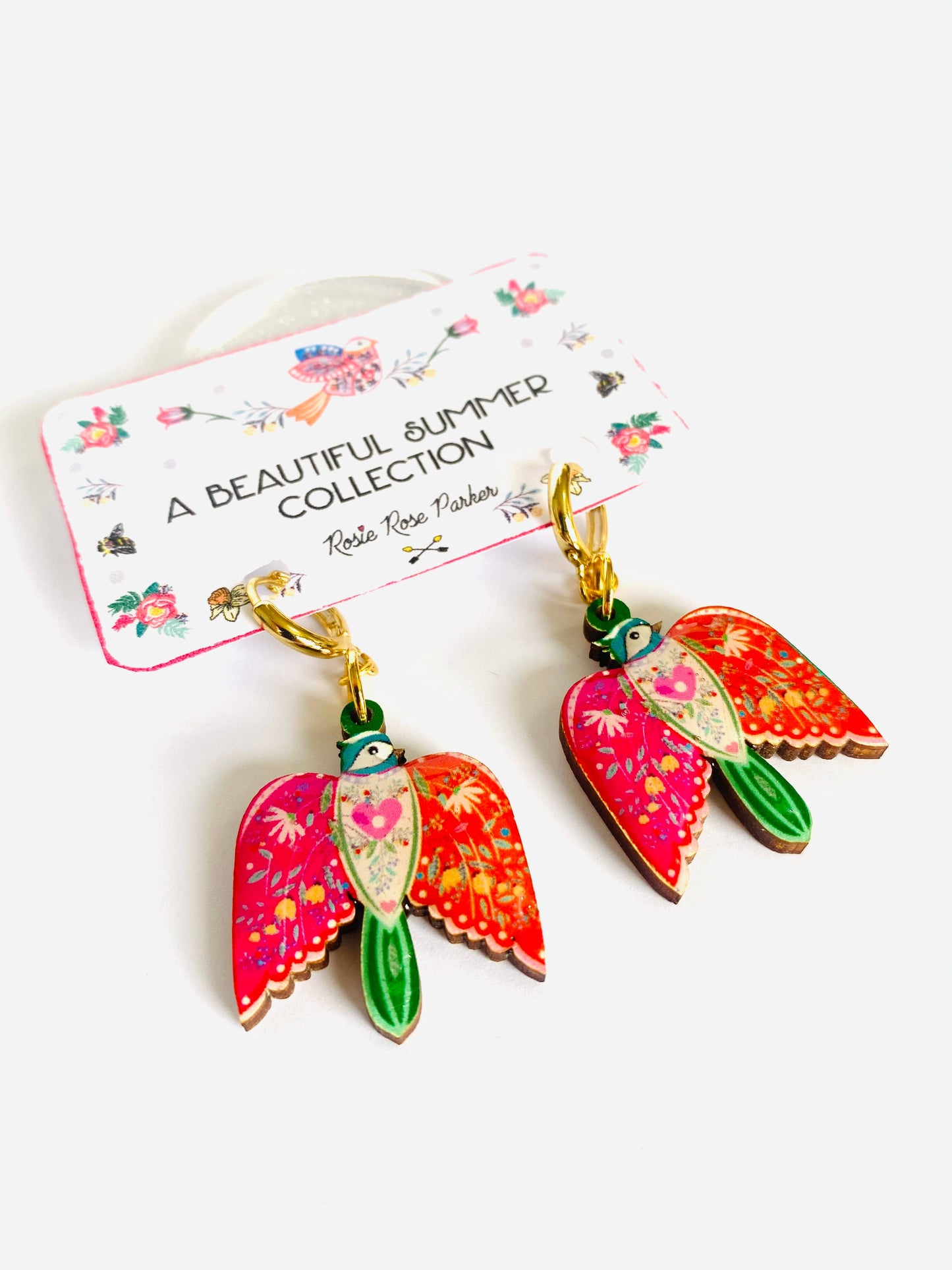 Large bird dangle earrings summer earrings hoop earrings