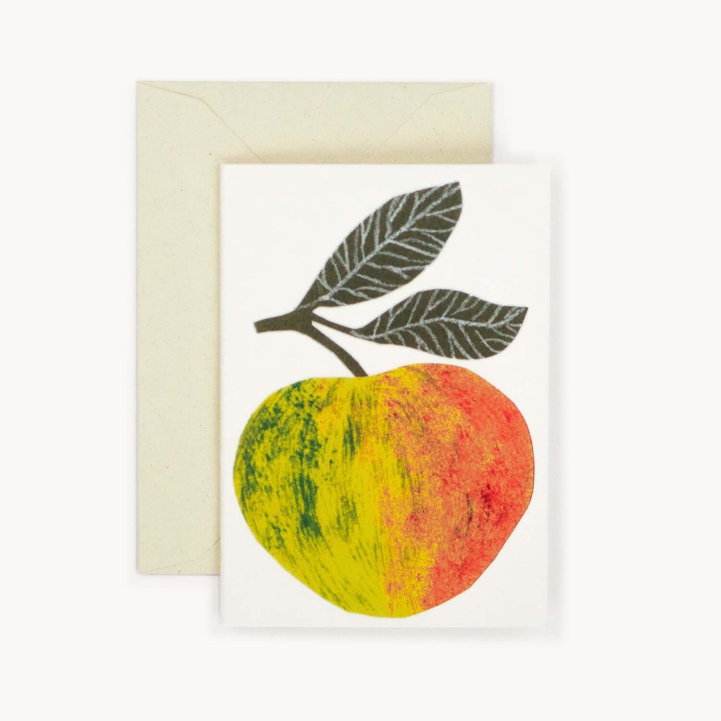 Small greetings card with an apple illustrations.