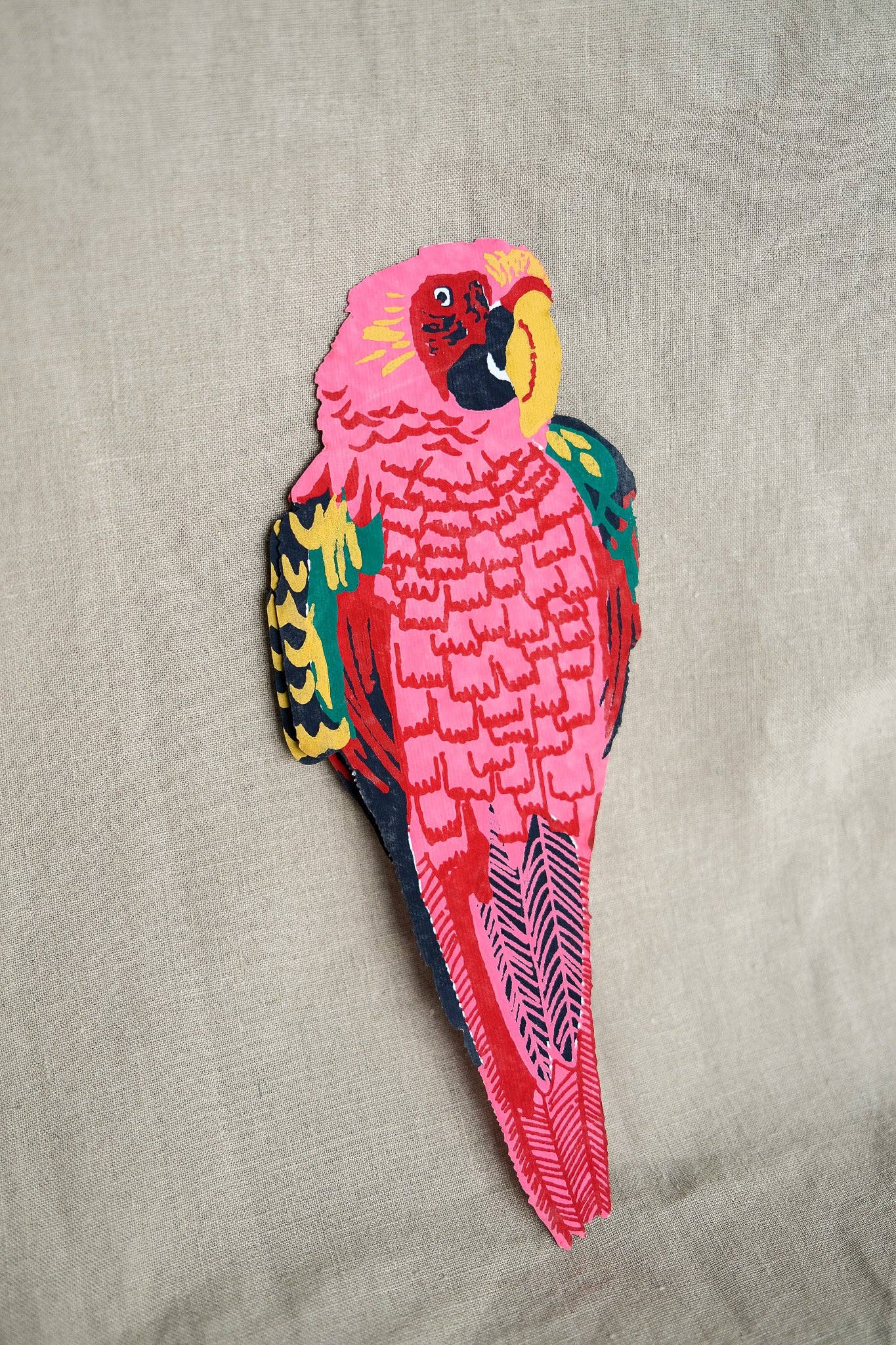 Hand printed parrot Card