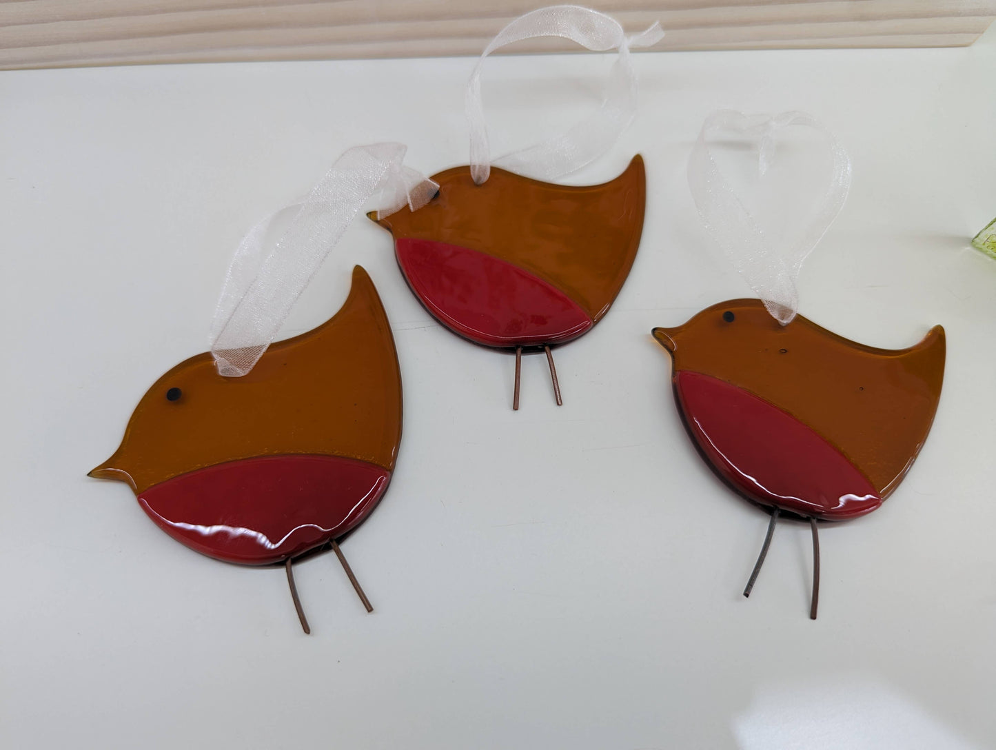 Fused glass robin