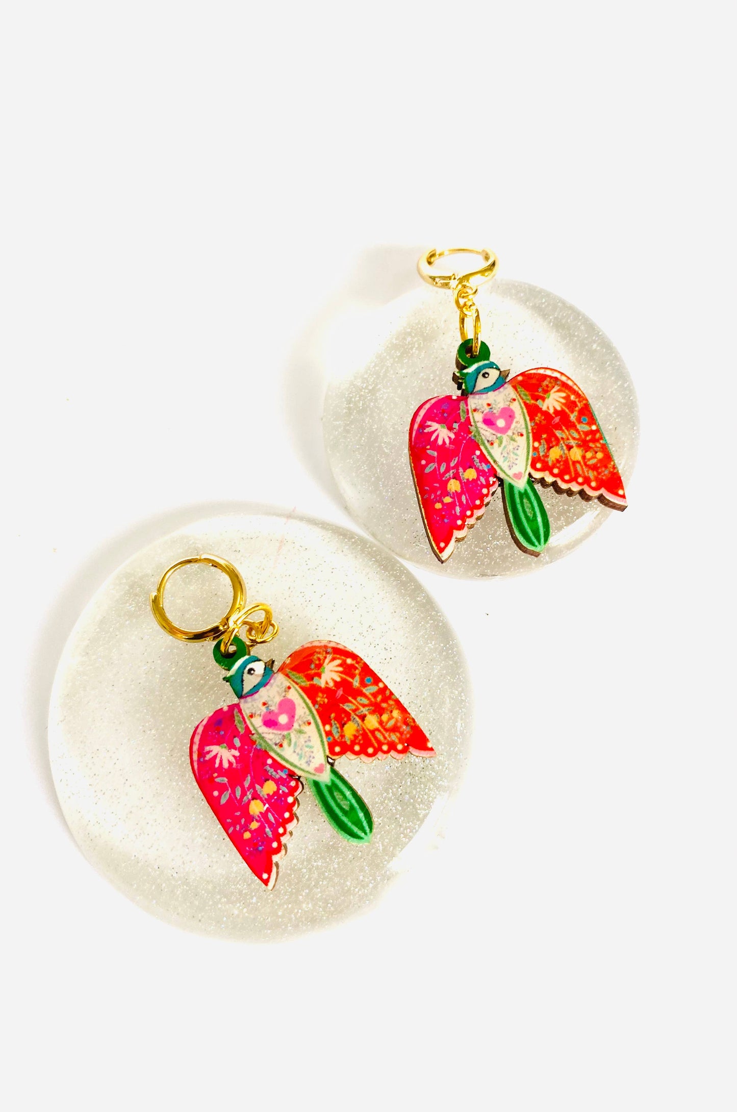 Large bird dangle earrings summer earrings hoop earrings