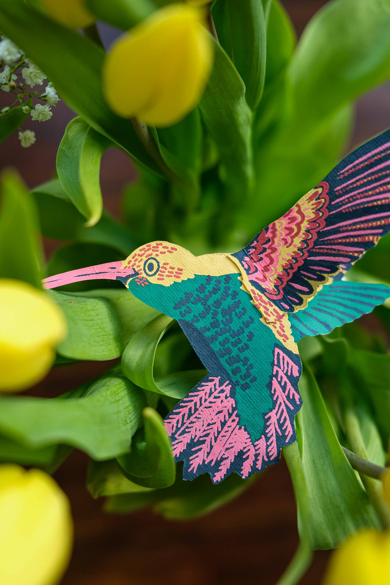 Hand printed Hummingbird card