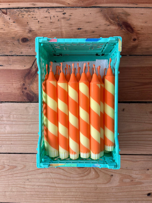 Yellow & Orange Helter Skelter Candle 