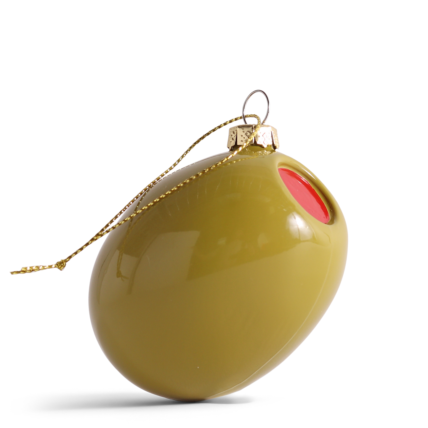 Olive Glass Decoration, 7cm