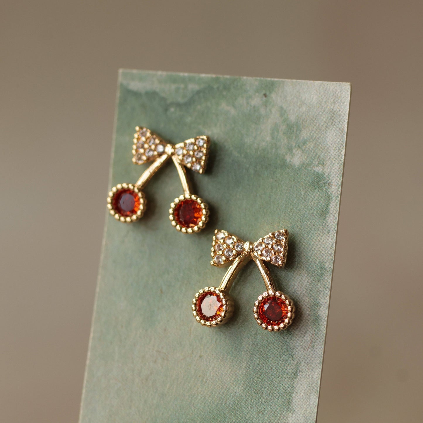 Cherry Bow Stud Earrings