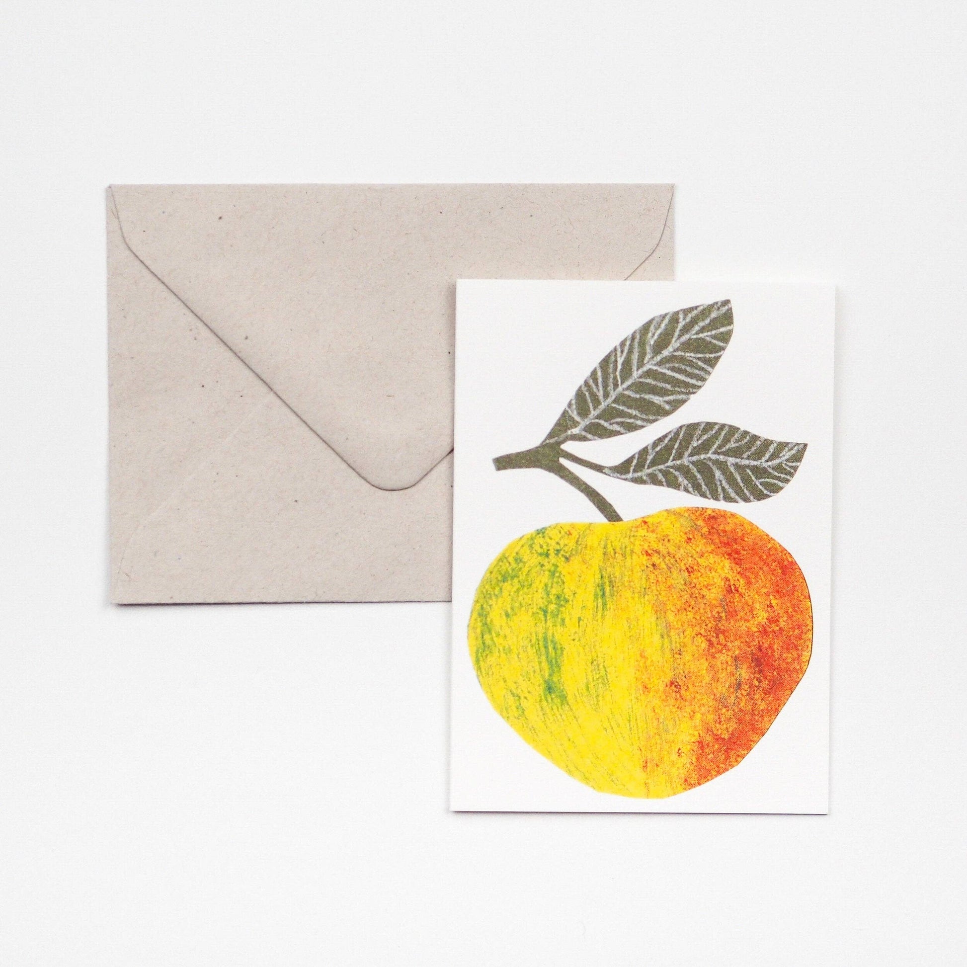 Small greetings card with an apple illustrations.