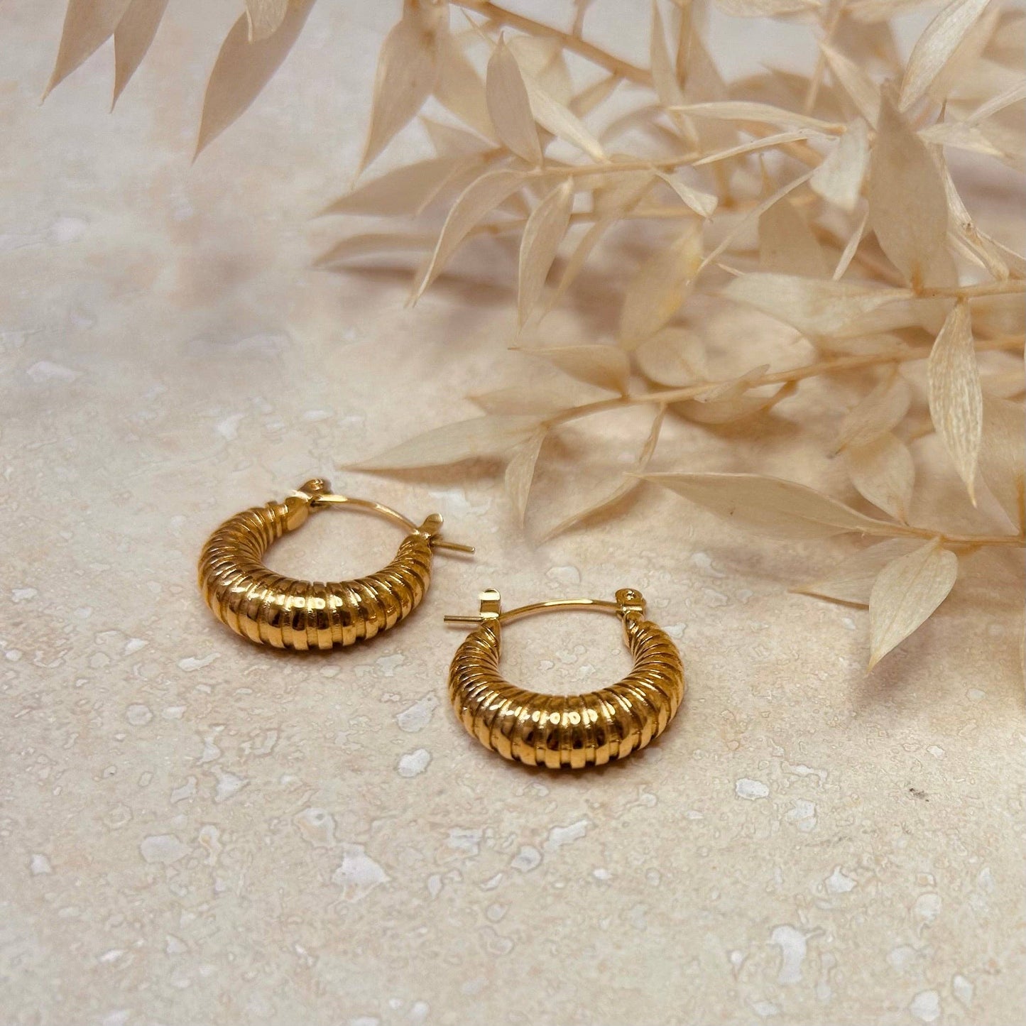 Vintage style gold plated hoops