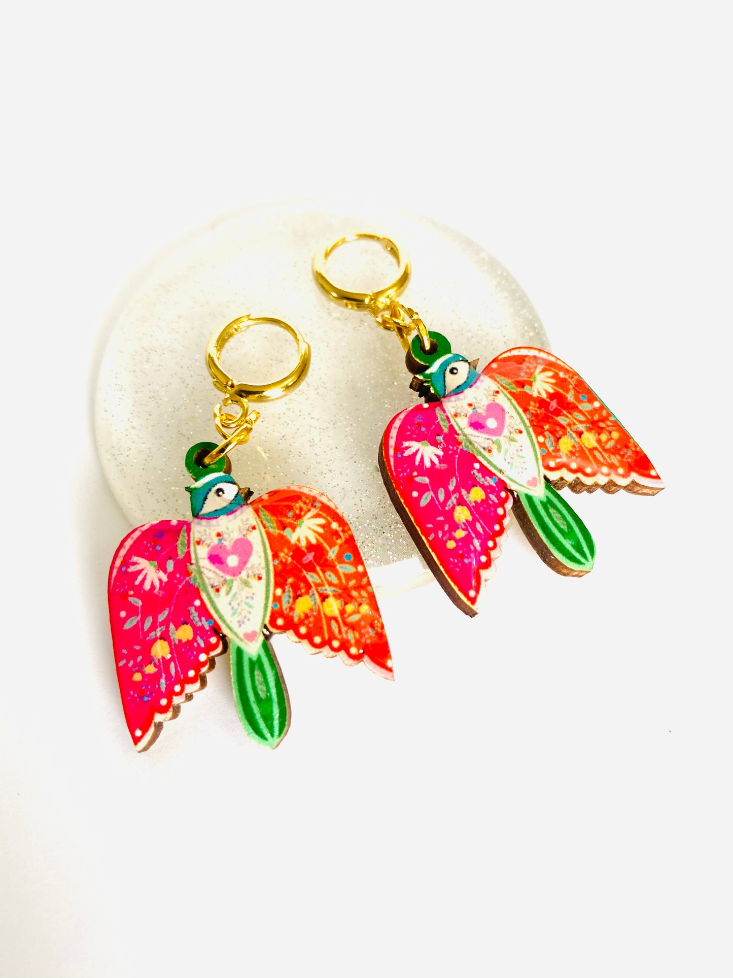 Large bird dangle earrings summer earrings hoop earrings