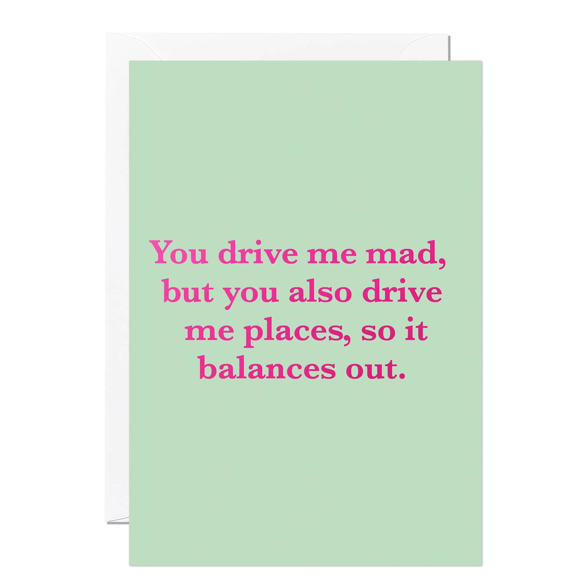 Light green card with pink text on a white background