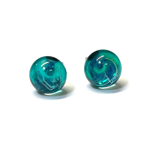 Teal swirl glass studs