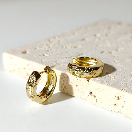 Small 15.5mm - Celestial Star Hoop Earrings