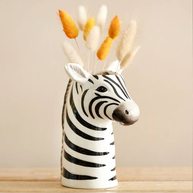 Ceramic Zebra Head Vase