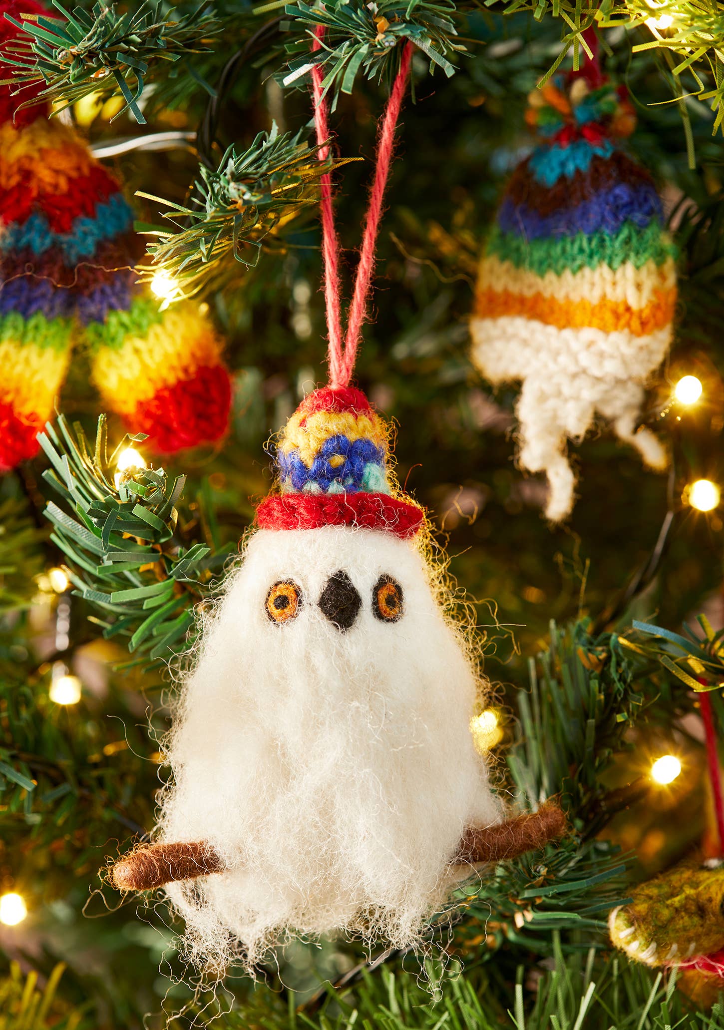 Fair trade felted owl Christmas decoration