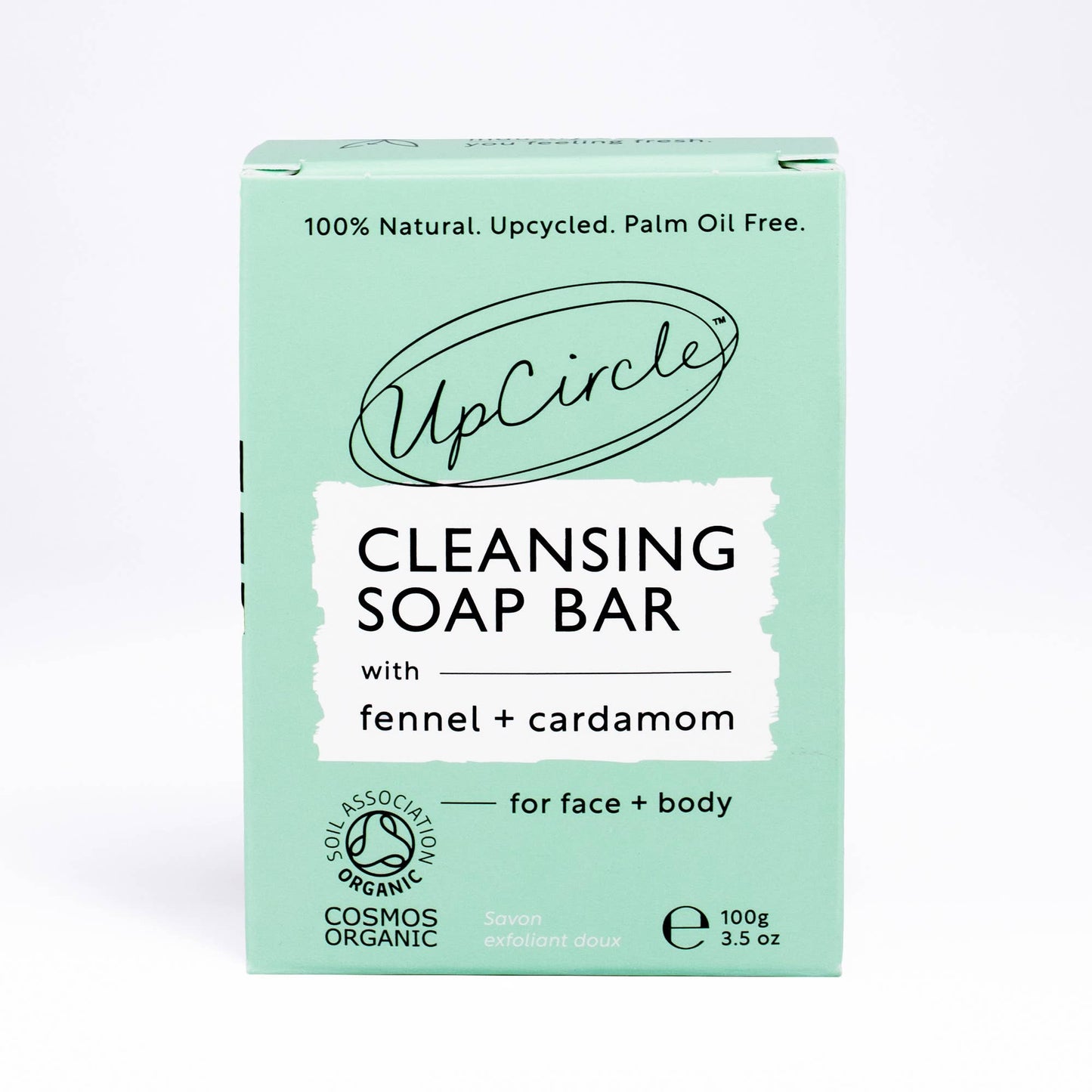 UpCircle cleansing soap bar packaging on a white background