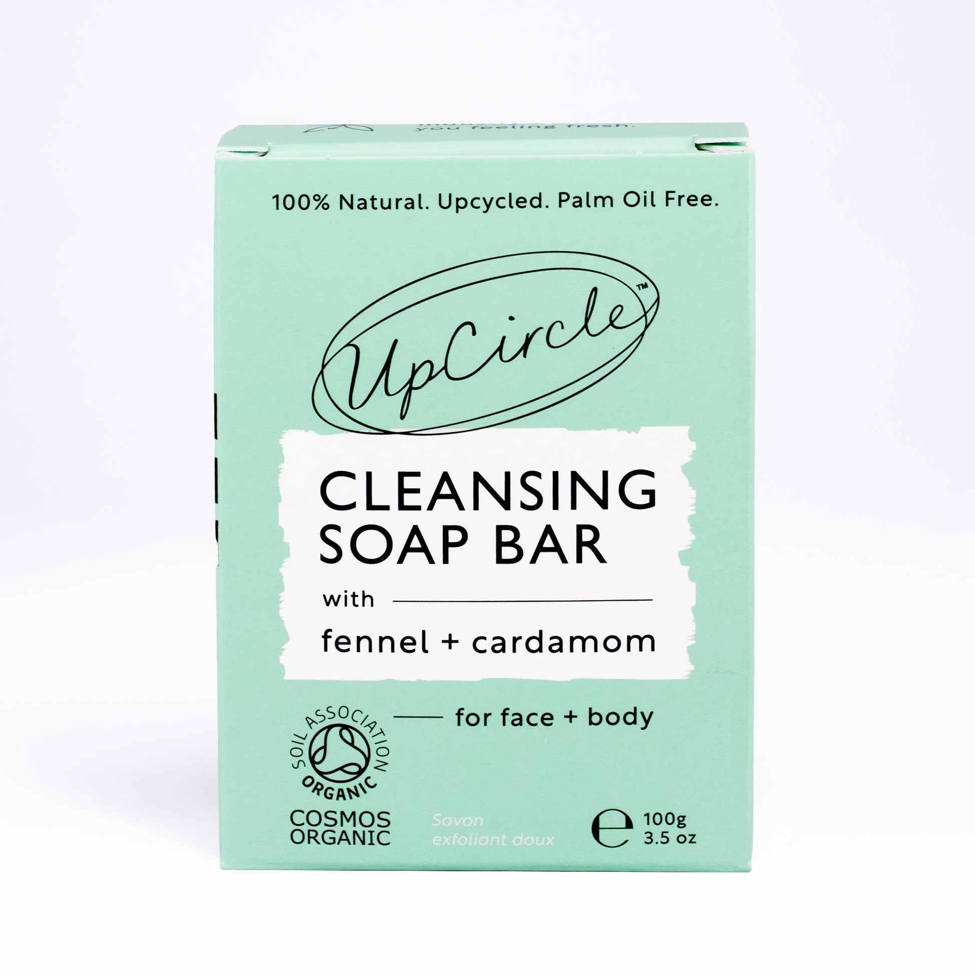 UpCircle cleansing soap bar packaging on a white background