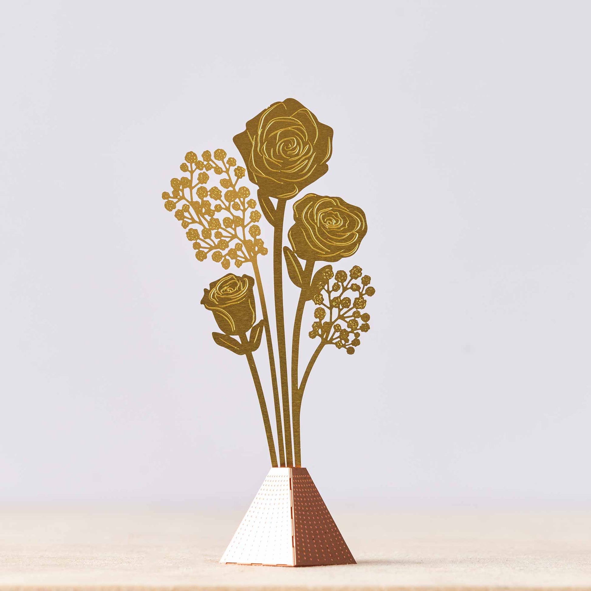 Tiny Bouquet of Roses made from copper metal.