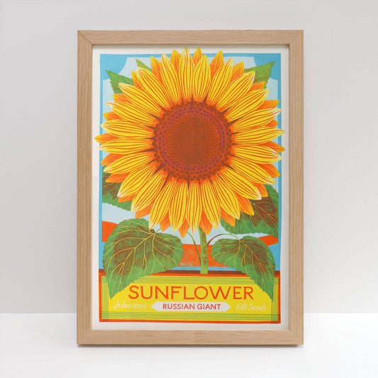 Risopgraph print of a sunflower