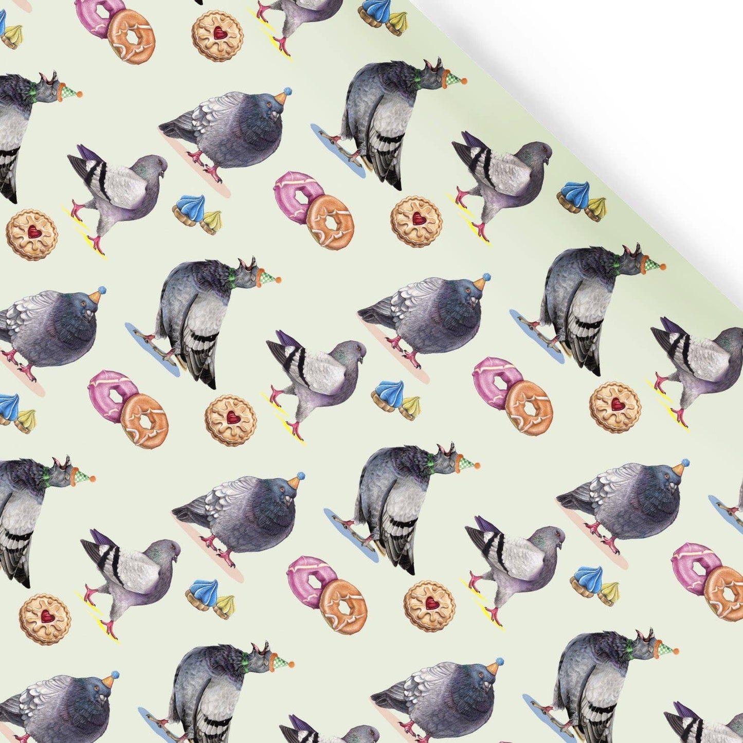 Pigeons Birthday Wrapping Paper Sheet