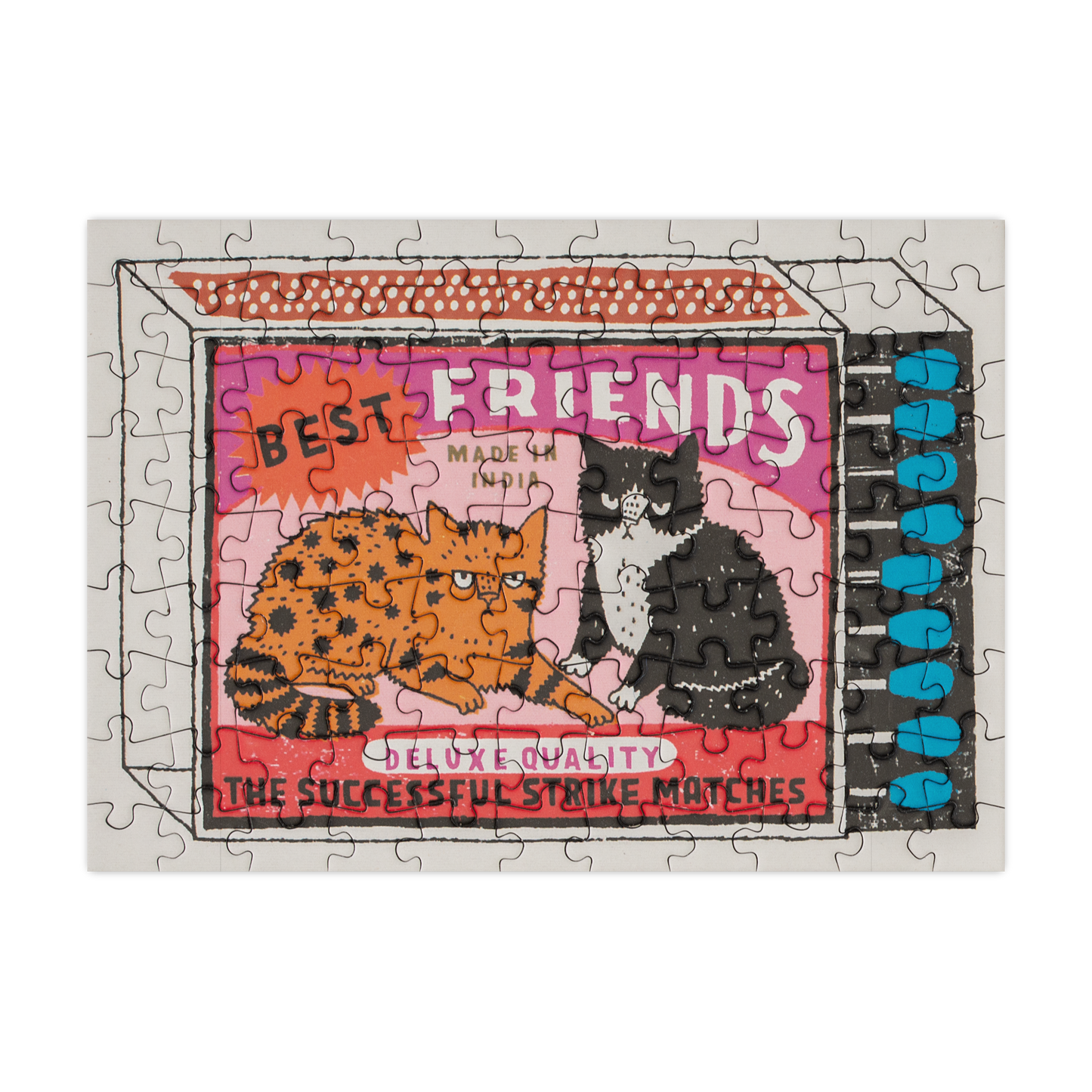 Jigsaw puzzle with two cats and 'Best Friends' text on a white background