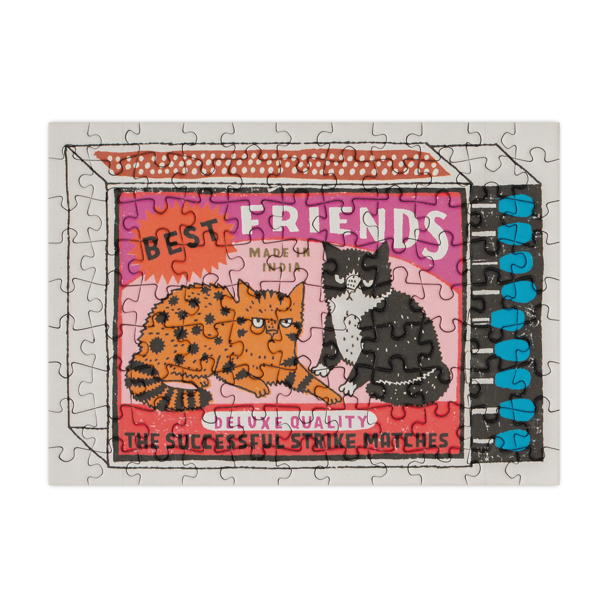Jigsaw puzzle with two cats and 'Best Friends' text on a white background