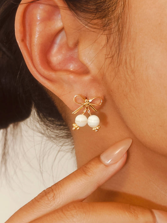 Bow Shell Dangle Earrings