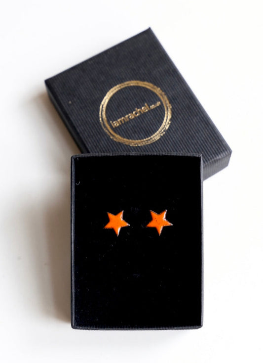 10mm orange star shaped enamel studs