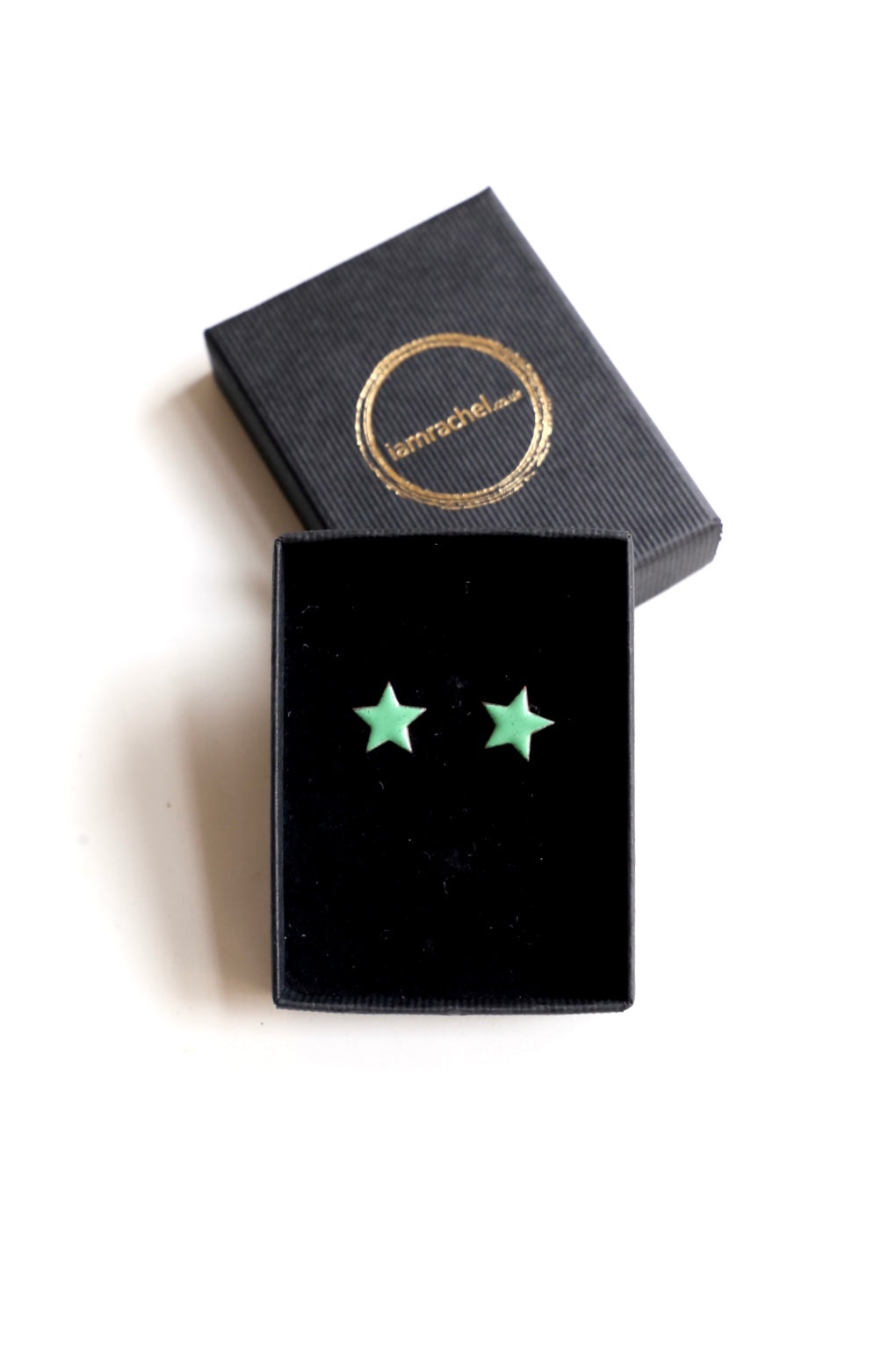 10mm mint green star shaped enamel studs