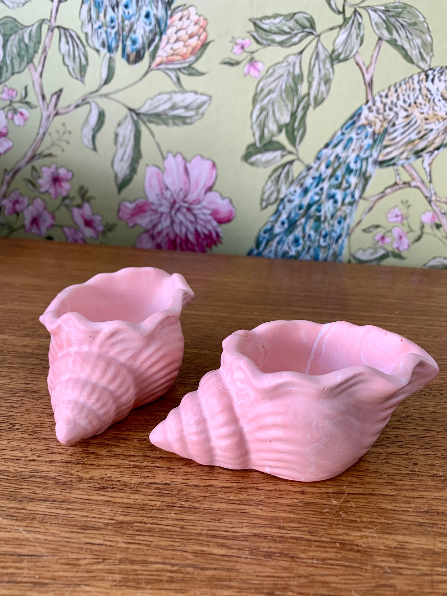 Pink Jesomite conch shell trinket dish