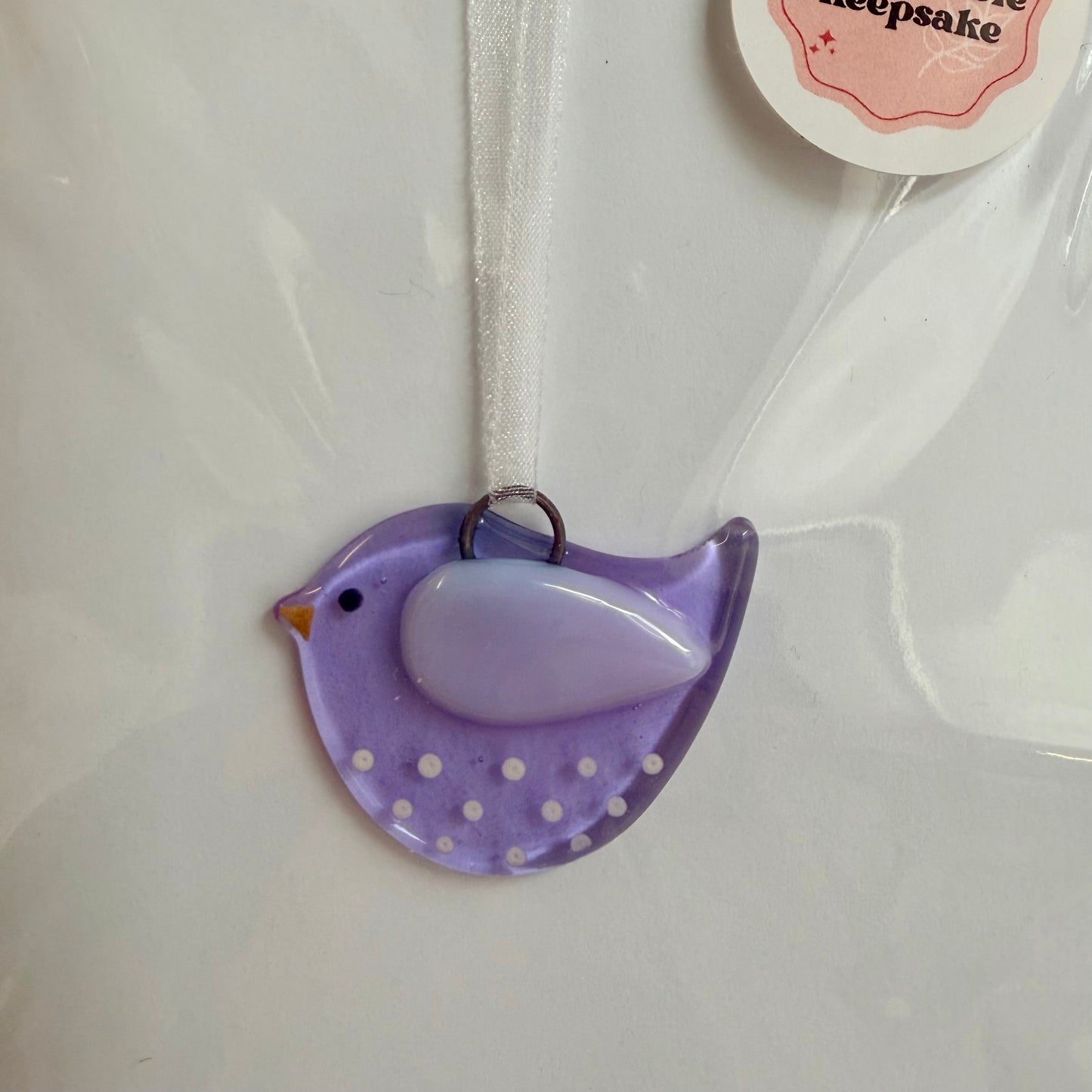 Little Bird Hanging Decoration Fused Glass Card