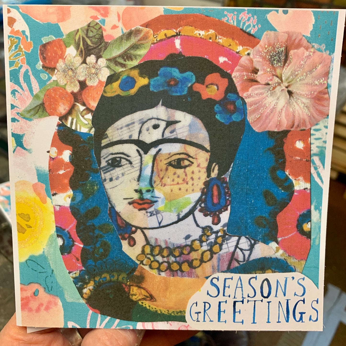 Collage Frida Card with Seasons Greetings 
