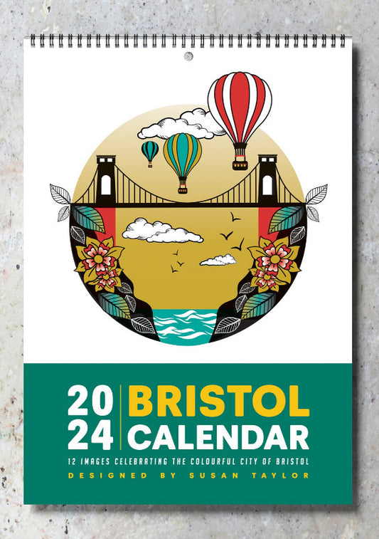 2024 calendar with 12 colour illustrations of Bristol scenes.