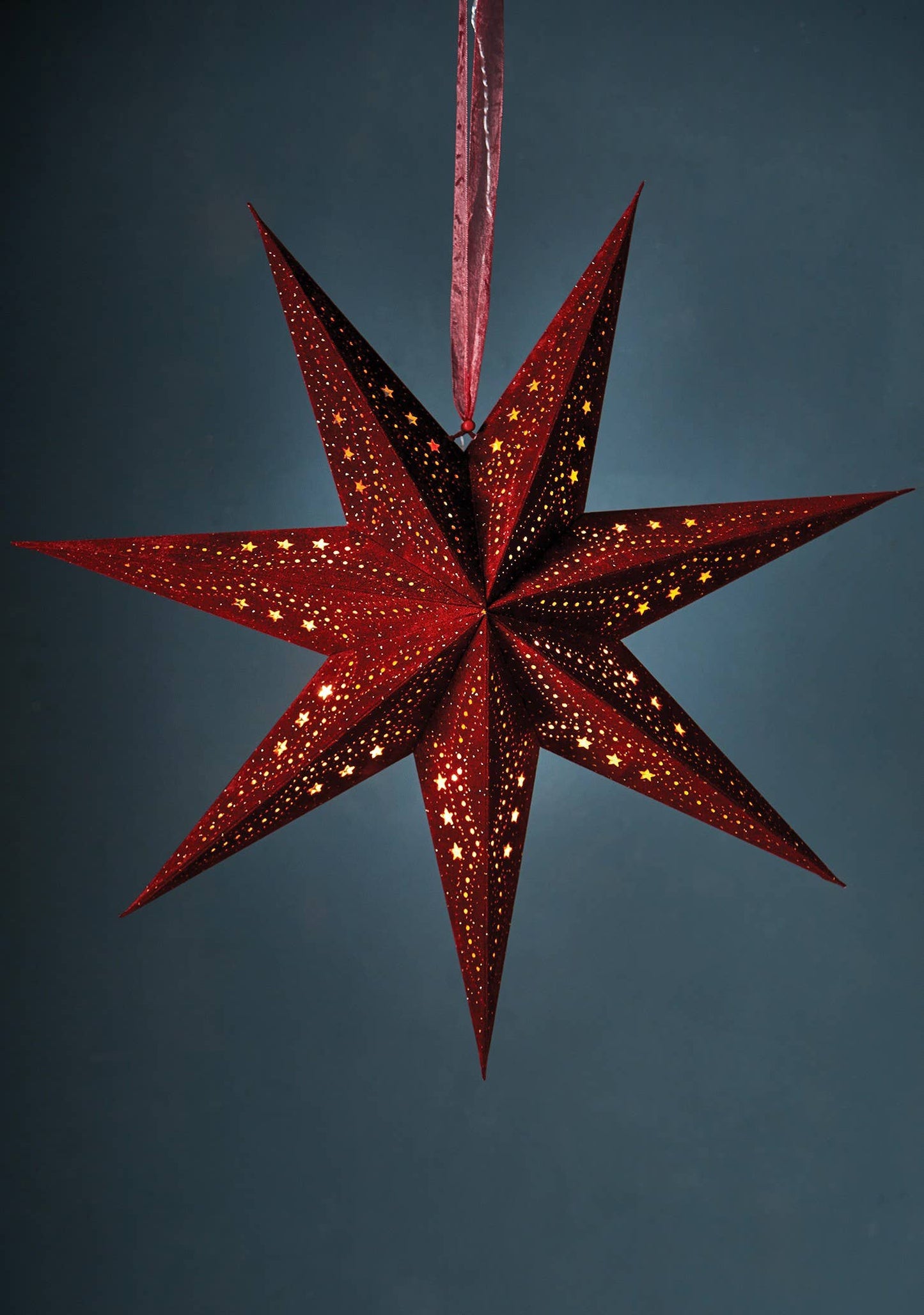 7-Arm Red Velvet Star With Glitter & Led's