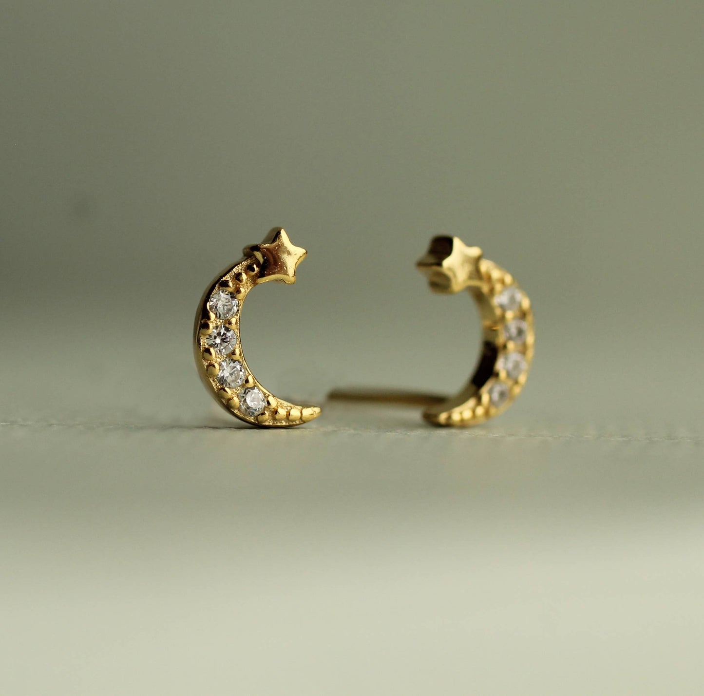 Gold Vermeil Moon Stud Earrings