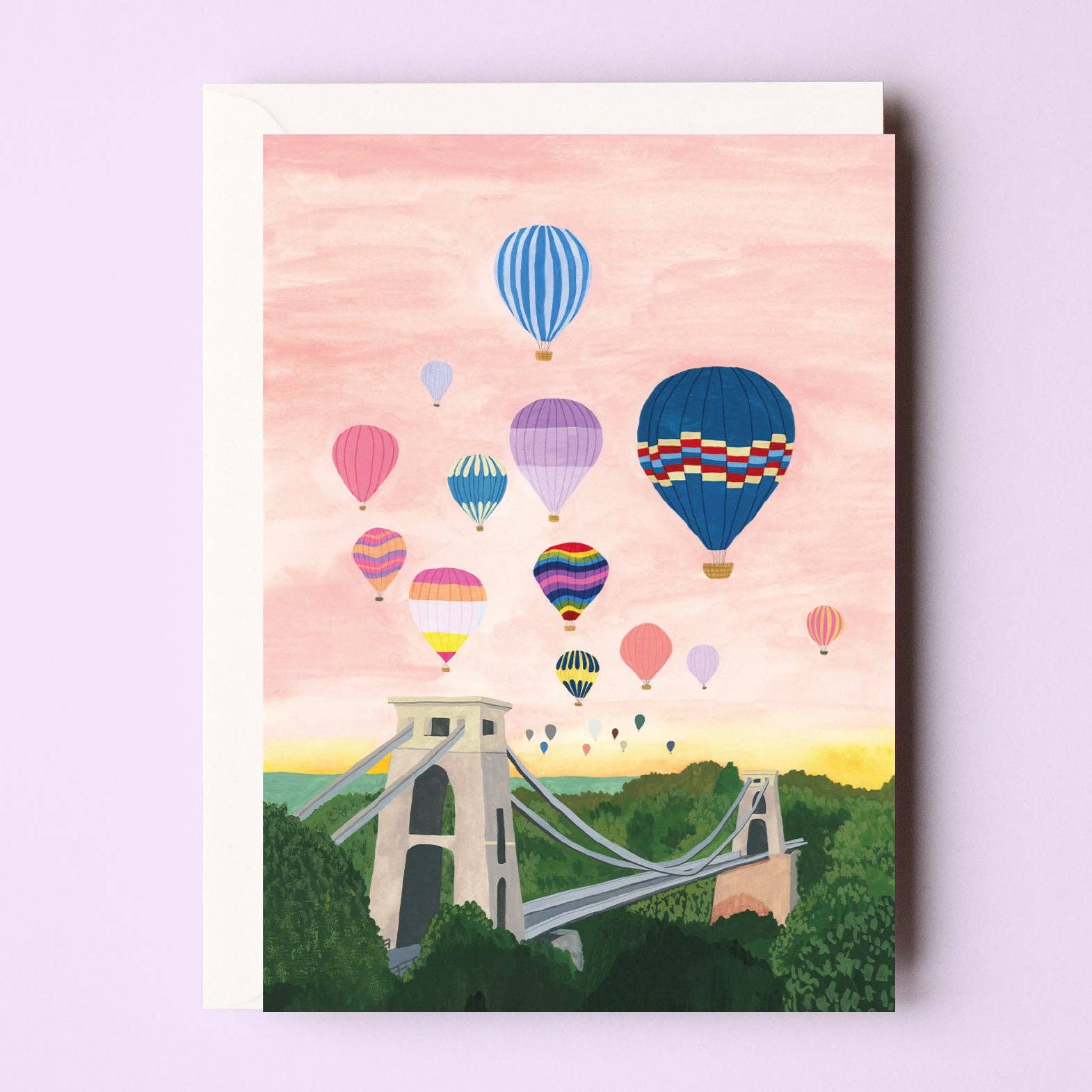 Bristol balloon card on pink background.