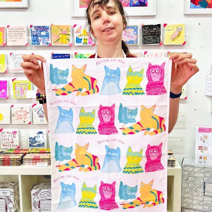 Miaow for Now, 100% Organic Cotton Tea Towel