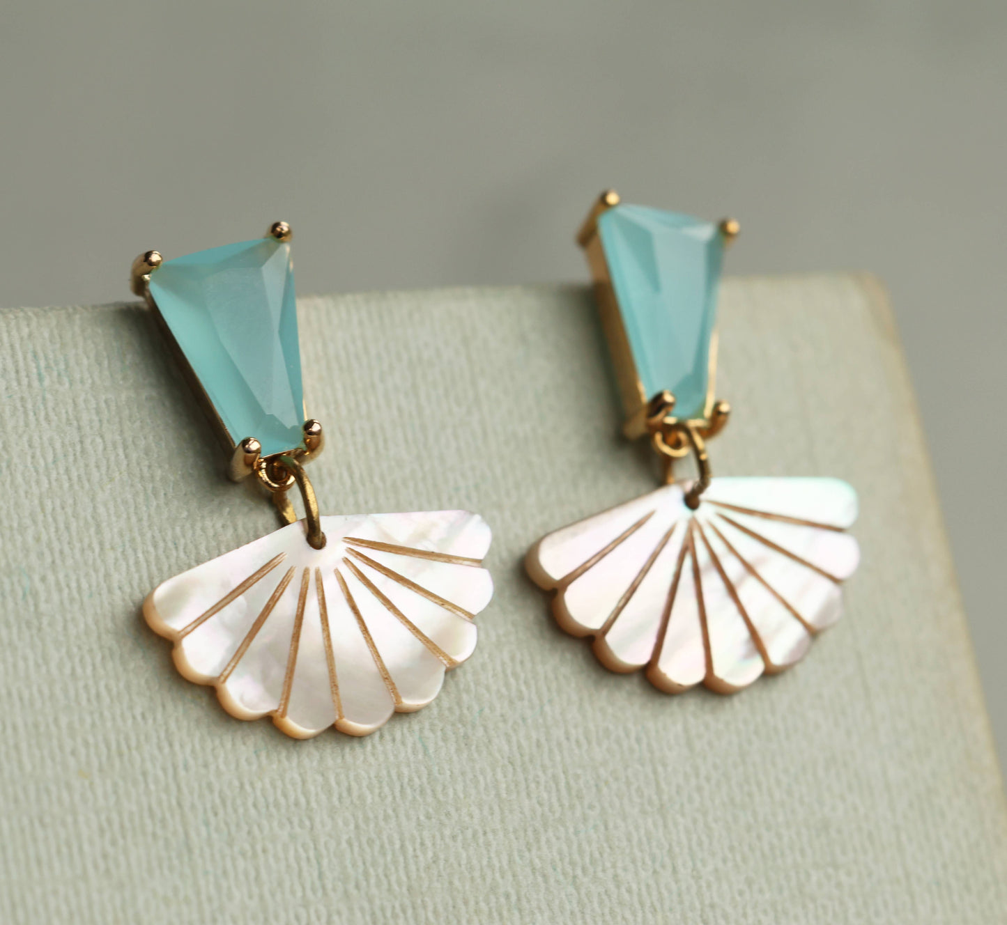Turquoise Opal and Mother of Pearl Statement Earrings