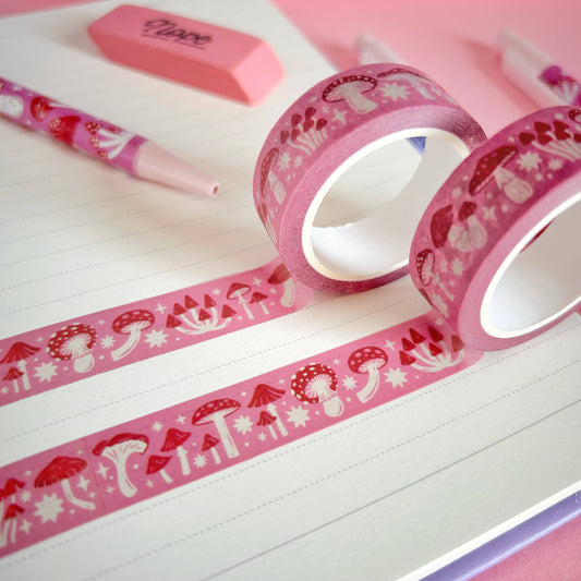 Pink and Red Mushroom Washi Tape