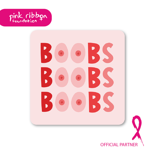 Pink Ribbon Foundation Charity Boob Coaster - Funny
