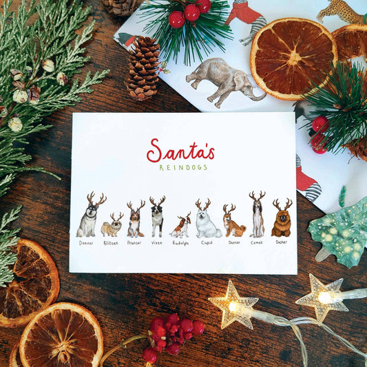 Santa's Reindogs Christmas Card | Dog Xmas Card